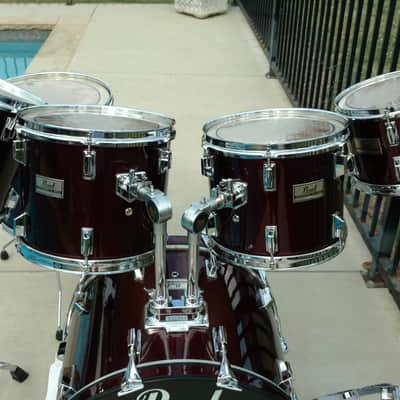Pearl Professional 7 Piece DX Series Drum Kit with Snare Drum 1985 Wine Red image 5