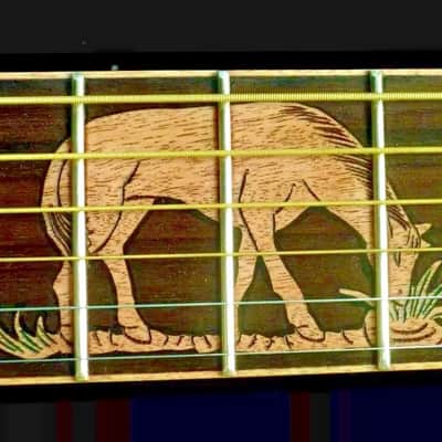 Acoustic Guitar Handmade by Blueberry, 6 String Wood Horse Motif Guitar,Custom Handcrafted Wooden Guitar, Dreadnought Guitar,Steel String image 4