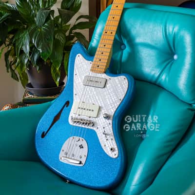Fender USA neck on a custom Thinline Jazzmaster body Blue Sparkle offset - Bare Knuckle and The Creamery pickups image 16