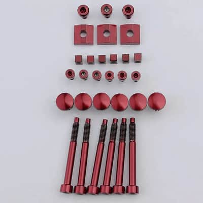 Red Titanium Guitar Double Locking Tremolo Fine Tuning , Locking Nut Clamps, Inserts Screws Set image 2