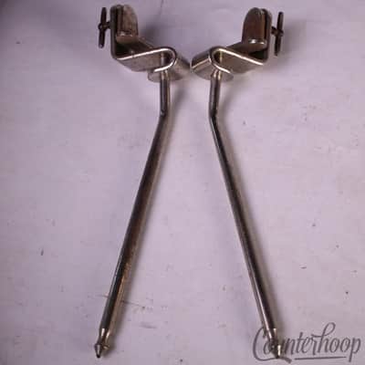 Leedy&Ludwig Clamp-On Bass Drum Spurs/8"Legs-Mounts Nickel Vintage 40s Wood Hoop image 2