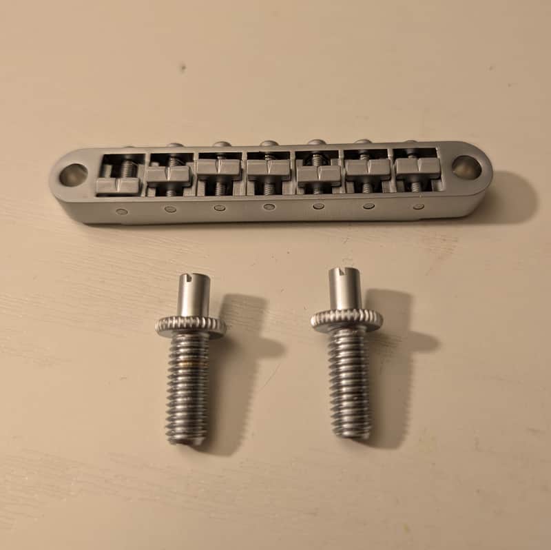 7-String Tune-o-matic Bridge - Satin Chrome image 1