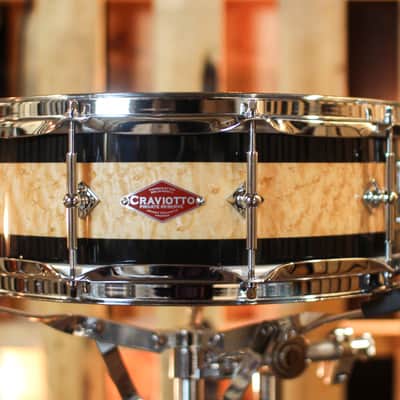 Craviotto 5x14 Private Reserve Birdseye Maple Black/Clear Lacquer Snare Drum image 1