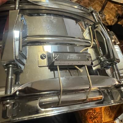 Ludwig No. 400 Supraphonic 5x14" 10-Lug Aluminum Snare Drum with Pointed Blue/Olive Badge 1969 - 1979 Chrome-Plated image 24