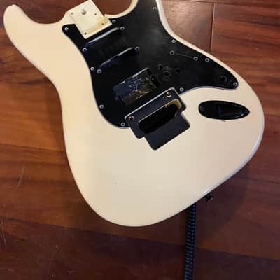1989 Fender Squier MIK White Strat Stratocaster Body Floyd Rose Vintage HSS 80s image 8