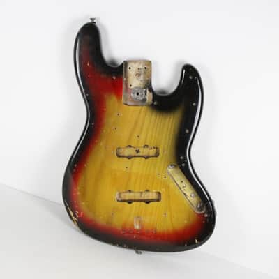 1976 Fender Jazz Bass BODY Sunburst ASH Super GREAT Heavy Wear USA 3-Bolt Weight 6.4 lbs 1970's Vintage image 1