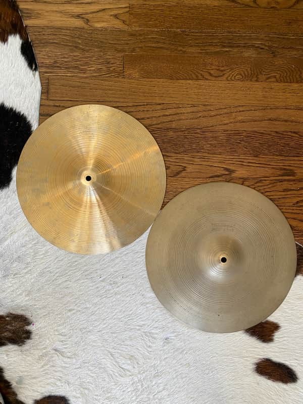 Zildjian 14" A. Zildjian '70s Stamp New Beat Hi-Hat Cymbals (Pair) 1970s - Traditional image 1
