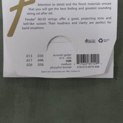 073-0070-408 Fender 80/20 Bronze Acoustic Guitar Strings 70M .013-.056 Gauge image 4