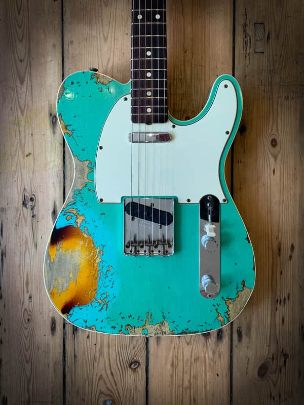 2021 FENDER CS - LTD ED '60 TELECASTER CUSTOM - SEA FOAM GREEN OVER SUNBURST RELIC image 1