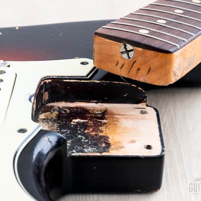 1961 Fender Stratocaster Vintage Guitar Sunburst Slab Board w/ Flame Neck, Hangtag, Strap & Case image 18