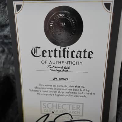 Schecter USA CUSTOM SHOP Traditional Vintage Red SSS 6-String w/ Black Tweed Case (2024) image 6