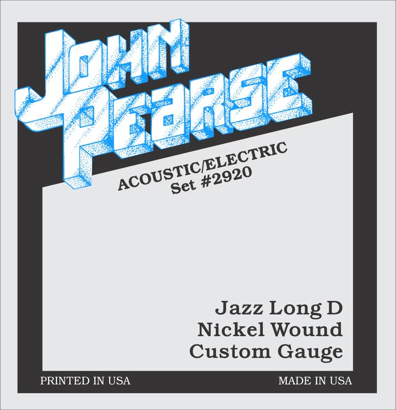 John Pearse 2920 Pure Nickel Wound Jazz Heavy Electric Guitar Strings - 13-56, Long D String for Archtops image 1