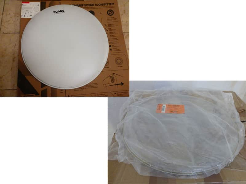 Never Used - 18" Bass Drum Batter + Reso Set - Evans G1 Coated + Remo Ambassador Clear image 1