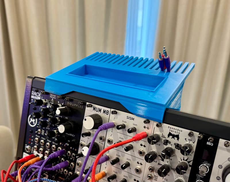 Eurorack Cable Holder w/Bin for Arturia RackBrute 3U / 6U case V2 (cyan) image 1