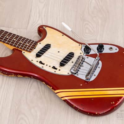 1974 Fender Competition Mustang Vintage Offset Guitar Competition Red w/ Case image 10