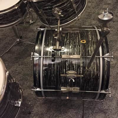 1966 Ludwig Black Oyster Pearl Club Date Drum Kit - w/matching Snare Drum RINGO! image 6