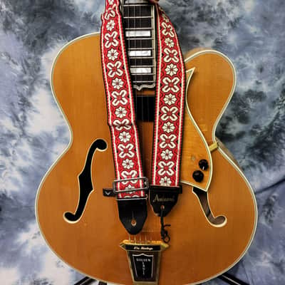 Rare Vintage 1960's Ace Style Amacord Vintage Red Black Hendrix Clapton Guitar Strap image 1