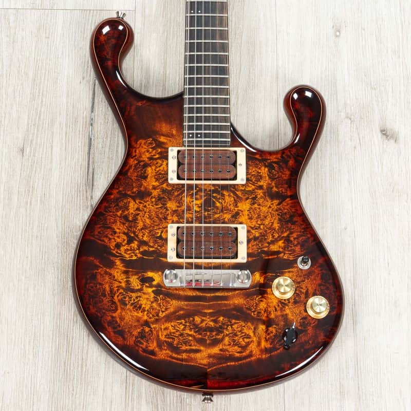 Fibenare Erotic Dalmat Guitar, Ebony Fretboard, 5A Poplar Burl Top, Anniversary Cherry Burst image 1