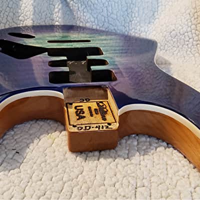 Bottom price on a Beautiful USA Bound Alder body.Quilt maple top. In "Deluxe blue dragon" .Made for a Strat neck #DD-412 image 9
