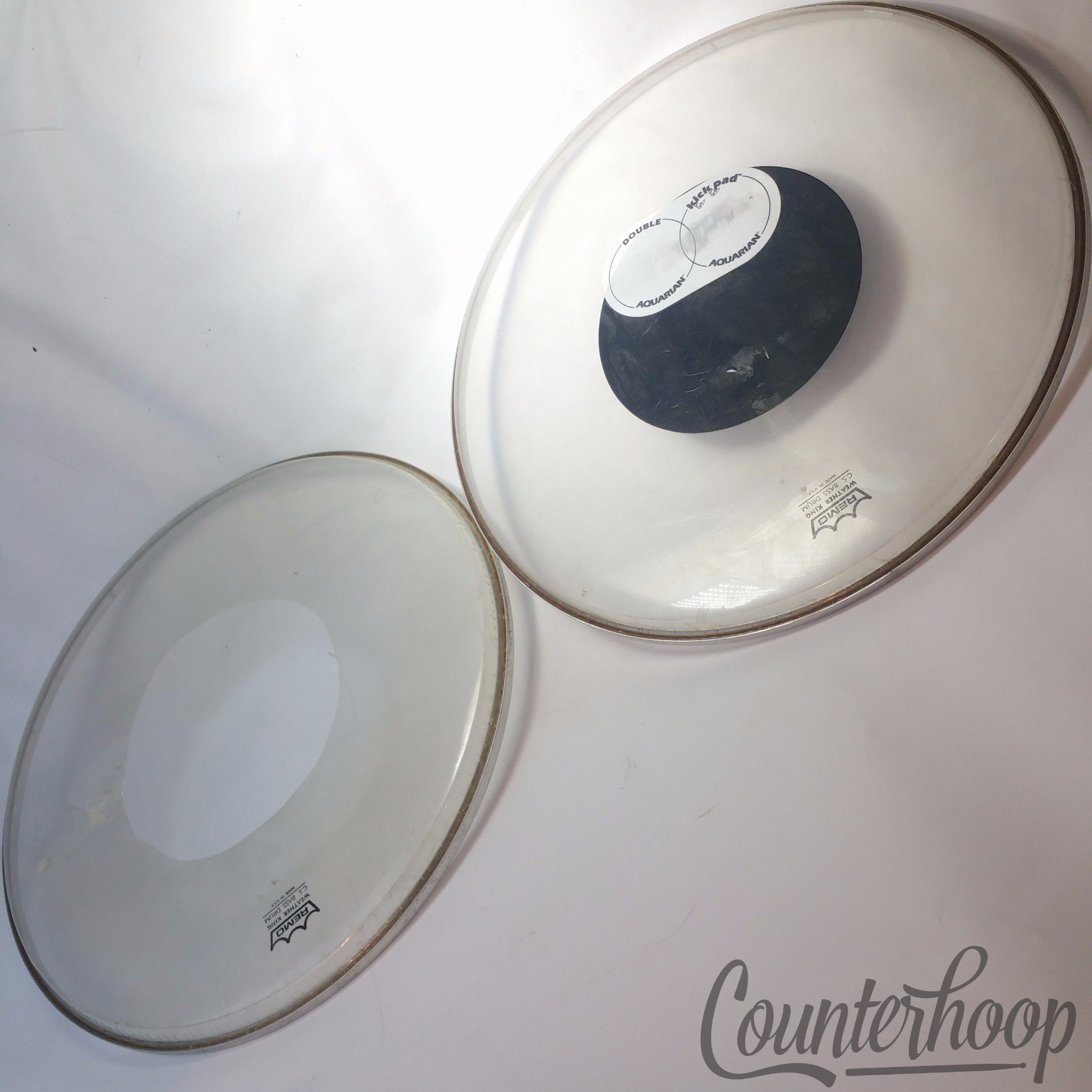Premier Metric*Remo 20" C.S. Batter Bass Drum Heads 2x Weather King USA 19 5/8" — main photograph