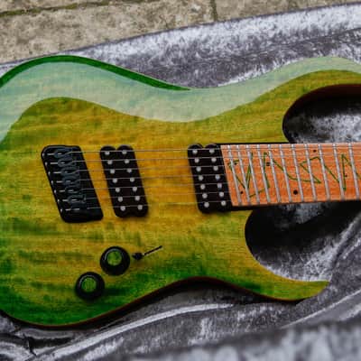 Boutique guitar Ergal 7 string fanned points and lines edition by GB Liuteria image 2