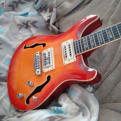 RWG Raven West Guitars RG450 PRS Style 2000 ish - Cherry Sunburst Flame image 4