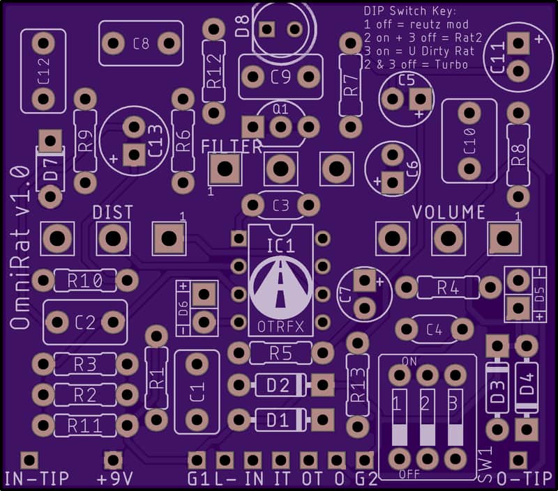 OmniRat PCB - Build nearly all Rat Distortion versions in ONE pedal! image 1