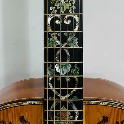 Blueberry  Handmade Acoustic Guitar Grand Concert Built to Order with Paua Shell Arm Rest and Rib Rest image 4