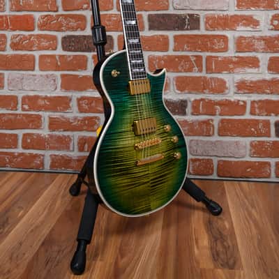 ESP Original Series Custom Shop Eclipse CTM FM Flame Maple Top in Turquoise Green Tear Drop 2025 w/OHSC image 3