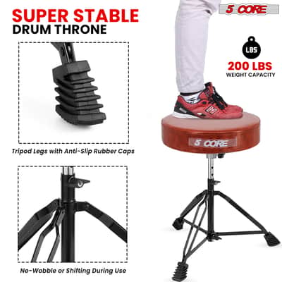 5 Core Drum Throne 3" Padded Drum Seat Height Adjustable Drumming Chair for Practice and Performance image 6