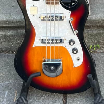 1960s MIJ Rexina Kawai Teisco Short Scale Electric Bass Guitar~Tri Tone Brown Sunburst~Lots of Mojo!~*SALE*~VIDEO!~ image 1