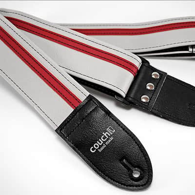 Couch White With Red Racer X Guitar Strap image 1