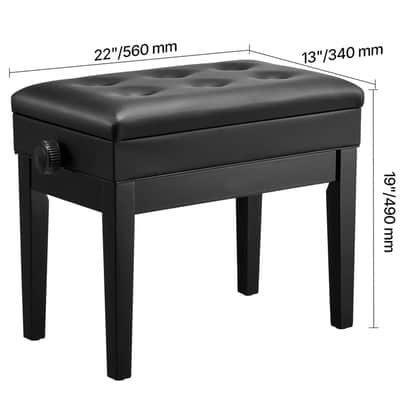 Adjustable Piano Keyboard Bench – Padded Seat with Storage Compartment & Height Control image 6
