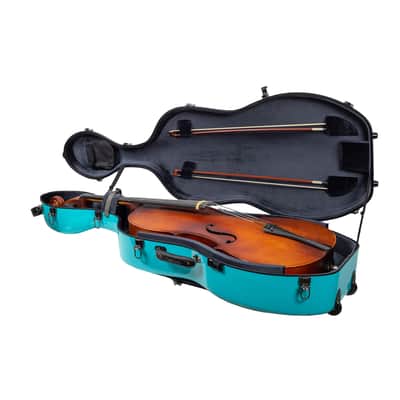 Crossrock Fiberglass Hard  Case with wheels for 4/4 Cello in Mint Blue (CRF2020CEFMB) image 5