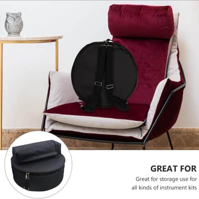 Snare Drum GigBag, Oxford Cloth Waterproof Snare Drum Bag Carryng Case with Outside Pockets Detachable Shoulder Straps, Protable Percussion Storage Accessory image 3