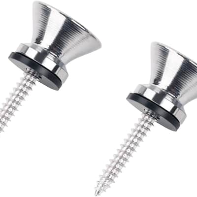 Guitar Strap Buttons Metal End Pins with Mounting Screws for Acoustic/Electric Strat Tele Guitars Pack of 2 Chrome image 5