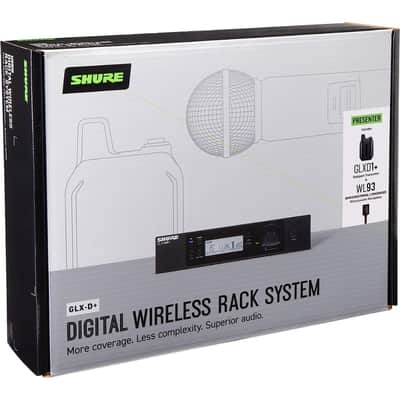 Shure GLX-D+ Dual Band Pro Digital Wireless Rack Mount Lavalier Microphone System for Church, Presentations & More, with WL93 Omnidirectional Mini Lav Mic, 300 ft Range, 12 hr Battery (GLXD14R+/93-Z3) image 6