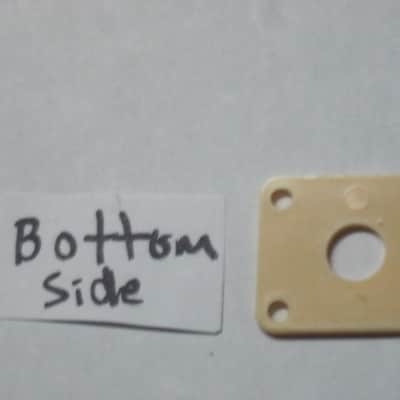 used (has some nicks & scratches) unknown brand CREME PLASTIC RECTANGLE Jack Plate + nickel finish SCREWS (refer to measurements in description) flat - but will flex when installed, might fit Epiphone LP 100 model guitar (NO guitar included) image 18