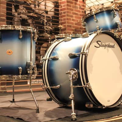 Slingerland Radio King 4-pcs Blue/Silver Lacquer Drum Set (20-12-14-14) - New! image 1