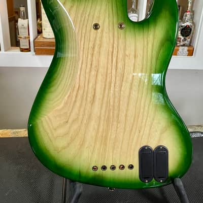 LEFTY Bass Mods Custom 5-String bass (strung righty): Poplar top, Birdseye Maple Fingerboard, image 8