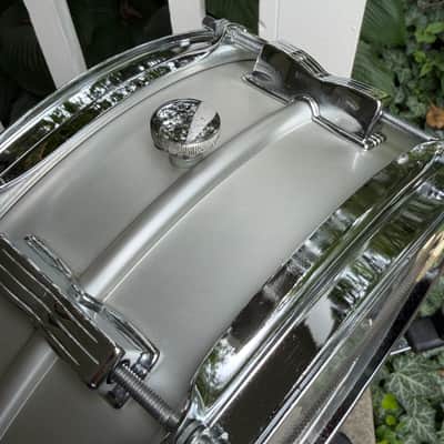 All Original Ludwig Acrolite 5x14" 8-Lug Aluminum Snare Drum w/ Rounded Blue/Olive Badge image 13