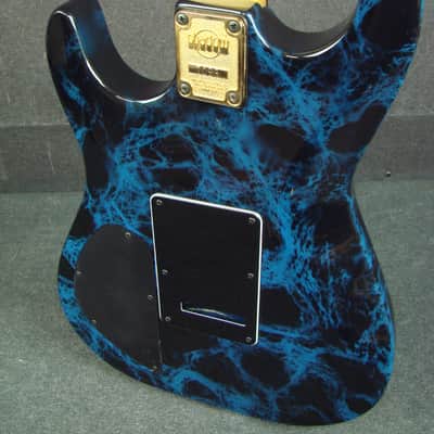 Shadow S-110 Blue/Black Swirl Finish Double Cutaway Electric Guitar W/Case image 6