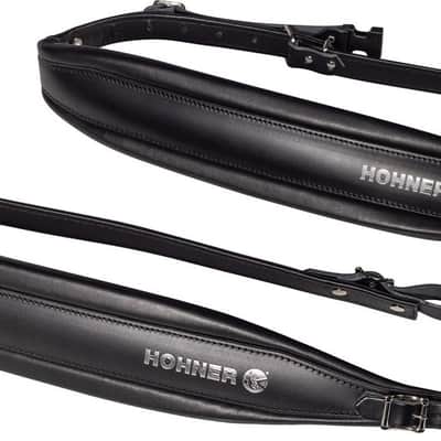 Hohner 44 In. x 3.5 In. All Leather Deluxe Accordion Straps X-Large w/Back Strap - Black (ACC23-XL-BLK-DX) image 2