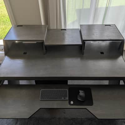 De-Fi Platform Studio Production Desk + Sidecar Rack / Shelf / Cupboard. 2021 - Driftwood Grey image 3