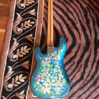 Fender Precision Blue Flower Japanese reissue  1980's Blue Flower Print image 6