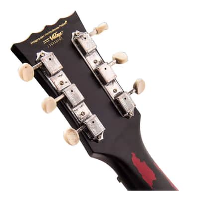 Vintage Icon Series V12 Distressed Single P90 - Black over Cherry Red image 5