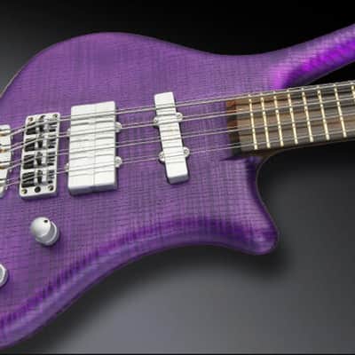 Warwick Dolphin Pro 1 - 8 String Custom Shop Masterbuilt 2022 - AAA Flame SOLID French Ash over Satin Transparent Purple Grape Flavor image 4