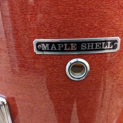 Early 1980s Pearl Made In Japan 10 x 12" Pro Maple Shell Red Lacquer Tom - Looks And Sounds Great! image 4