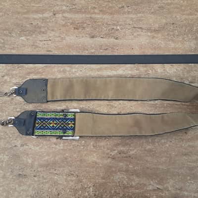 Vintage 1960's Ace-Style Banjo Strap! Metal Buckle, Green/Blue Pattern! Original Case Candy! image 4