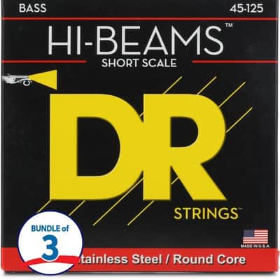 DR Strings SMR5-45 Hi-Beam Short Scale Bass Guitar Strings - .045-.125 Medium 5-string (3-Pack) image 2